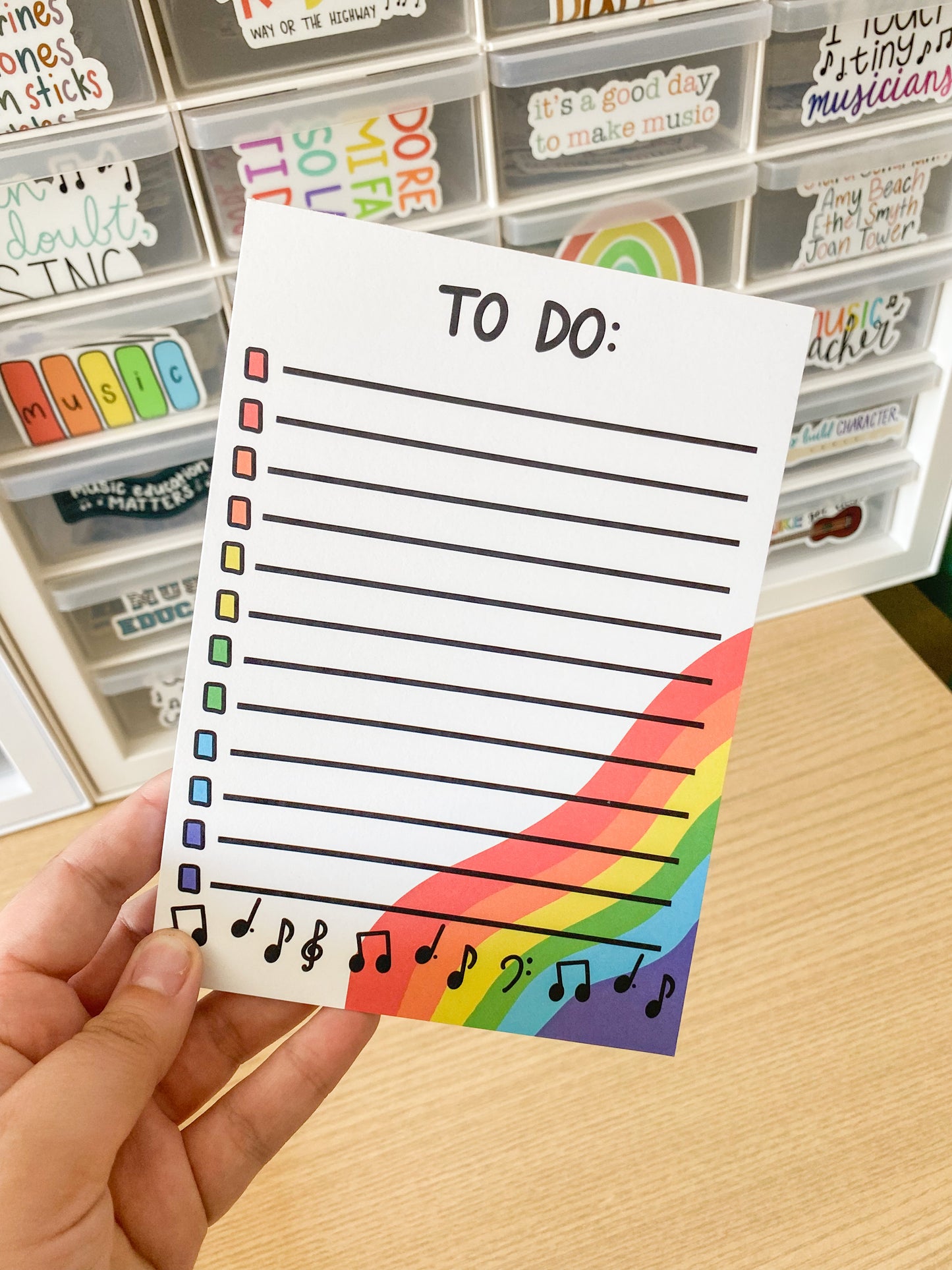 Rainbow Music To Do List Notepad