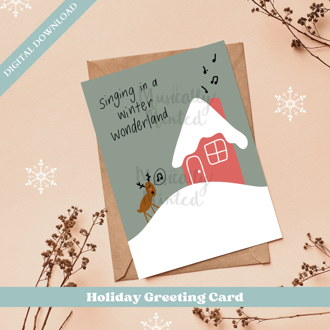 Cozy Winter Scene Holiday Greeting Card DIGITAL DOWNLOAD